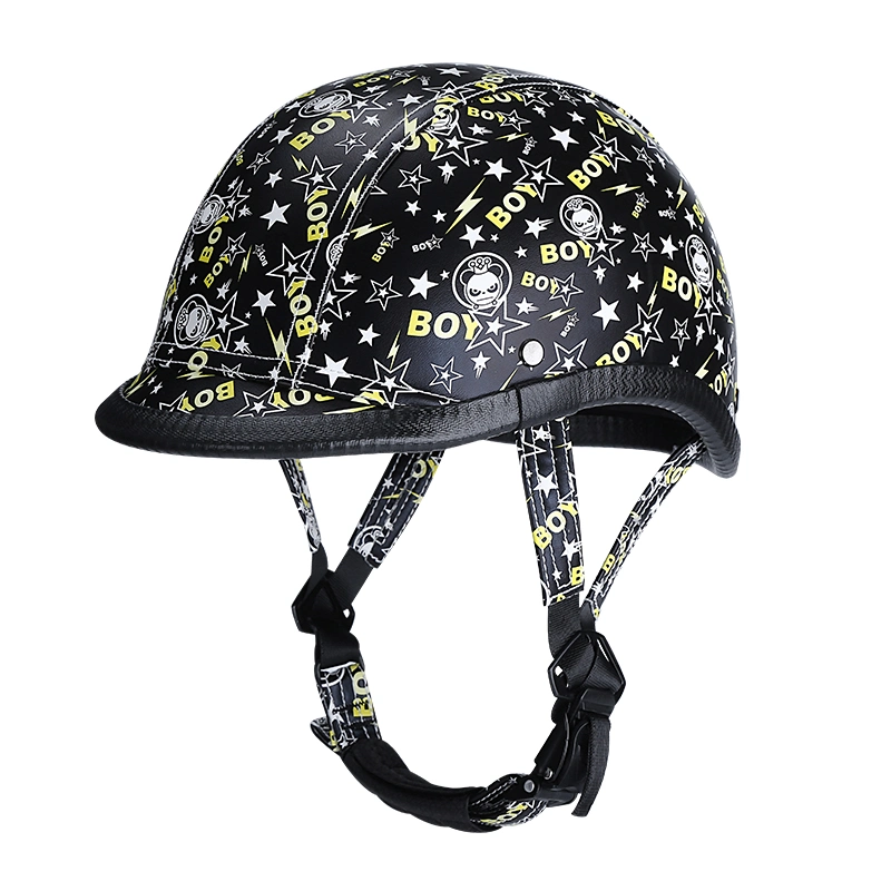 Lindo y fresco tanto masculina como femenina Casco De Cuero ABS Retro clásica bandera Dirt Bike Moto casco ligero para adultos