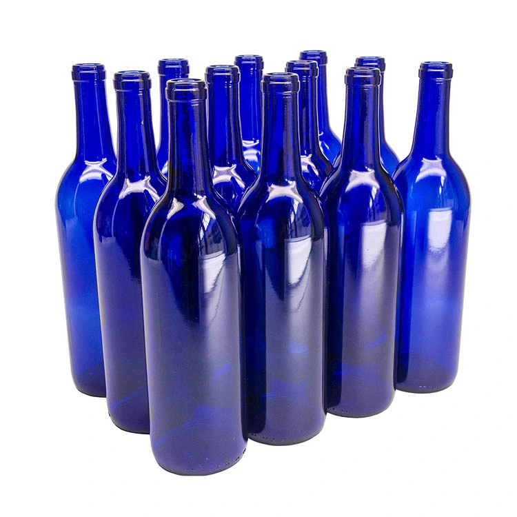 Wholesale/Supplier Blue Empty Glass Wine Bottle with Cork