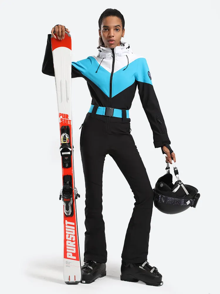 Hiworld Fashionable Women's One Piece Ski Suit with Hood Sportswear