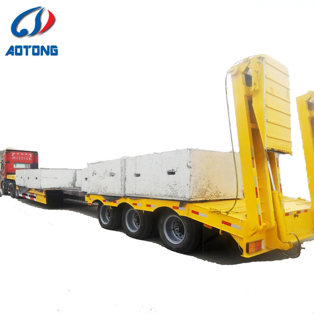 3/4/5 Axles 50 80tons Steering Extendable Drop 4 Axle 16m Lowbed Low Bed Semi Truck Trailer