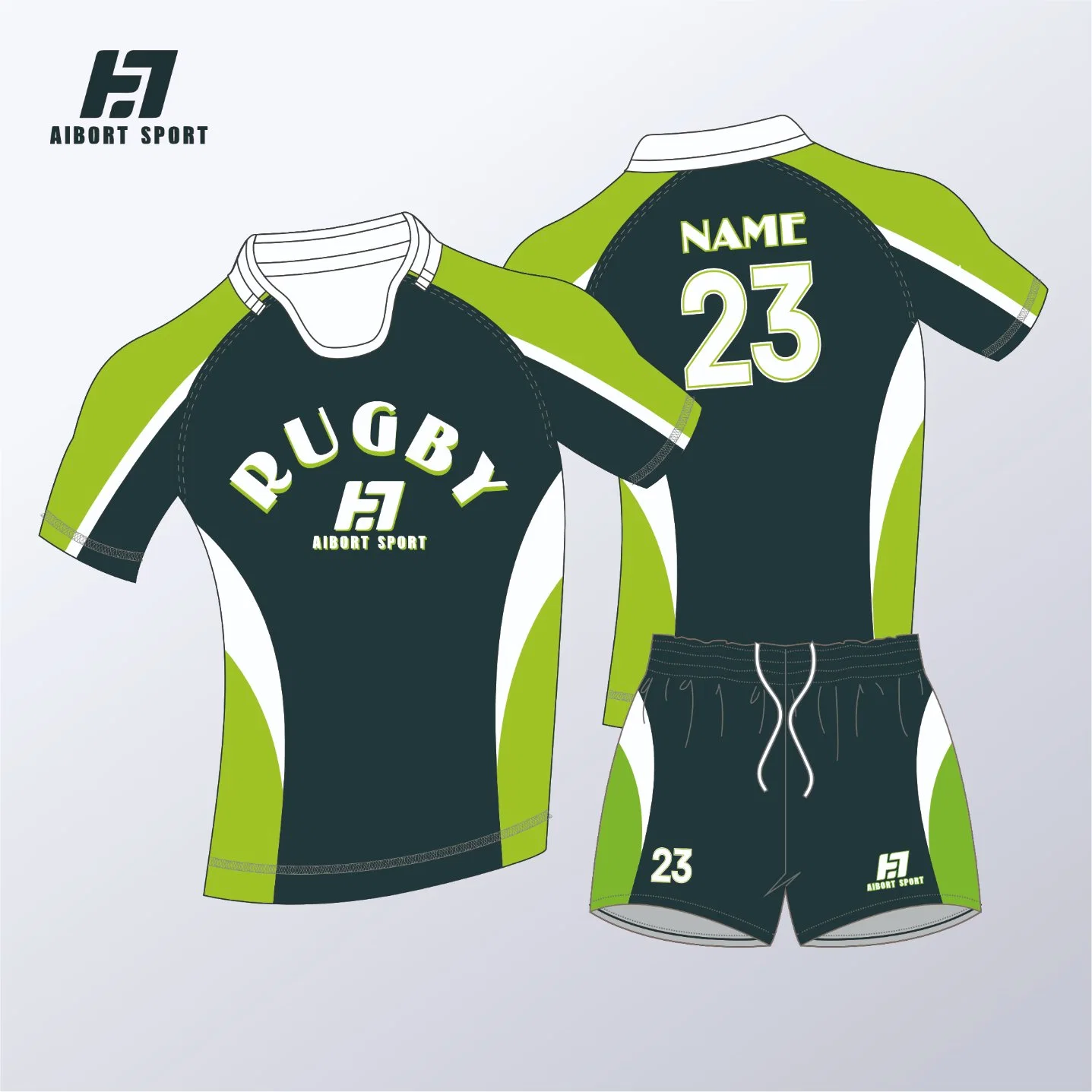 Aibort OEM Custom Made Rugby Football Wear Professional Supplier Sublimation Design Rugby Jersey Rugby Shorts