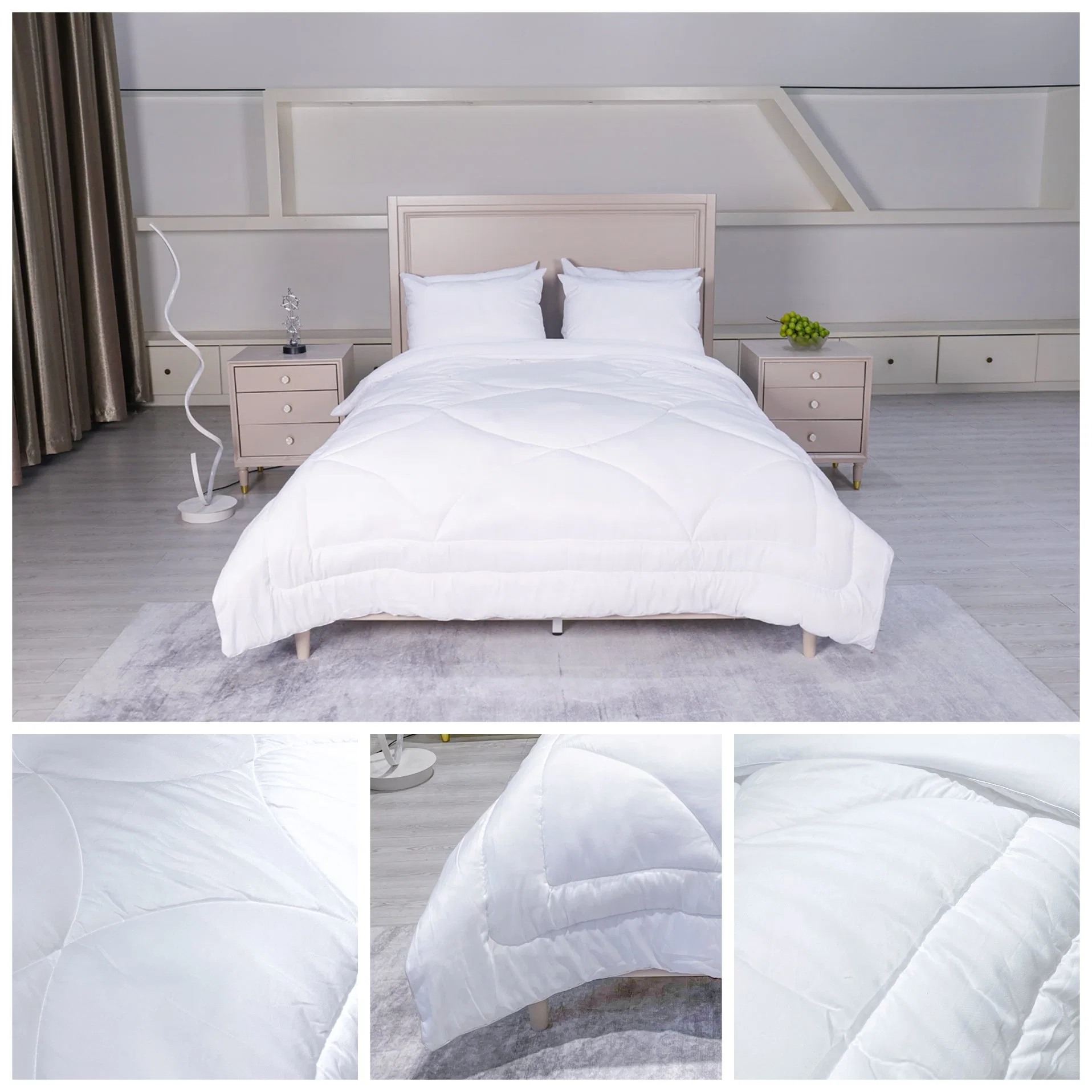 China Manufacturer Home Textile Nice Quality Cheap Price All Seasons Wholesale/Supplier New Stitching Design White Hotel Microfiber Polyester Quilted Fluffy Duvet