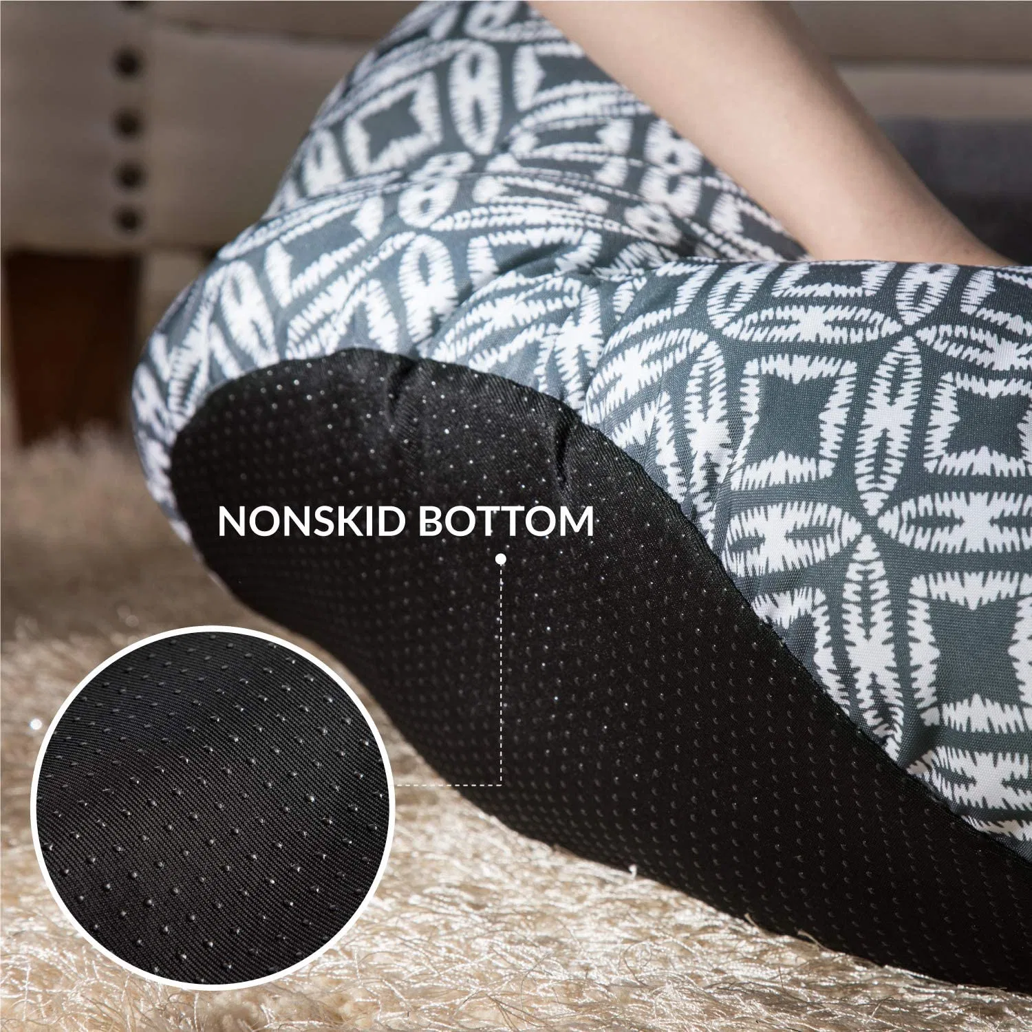 Round Waterproof Washable Pet Bed with Nonskid Bottom for Indoor