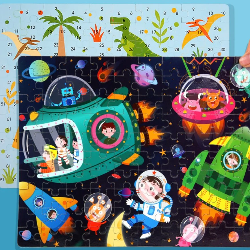 100 Pieces Metal Box Wooden Puzzle Toys Children Jigsaw Puzzle Early Education Fun Puzzle Game