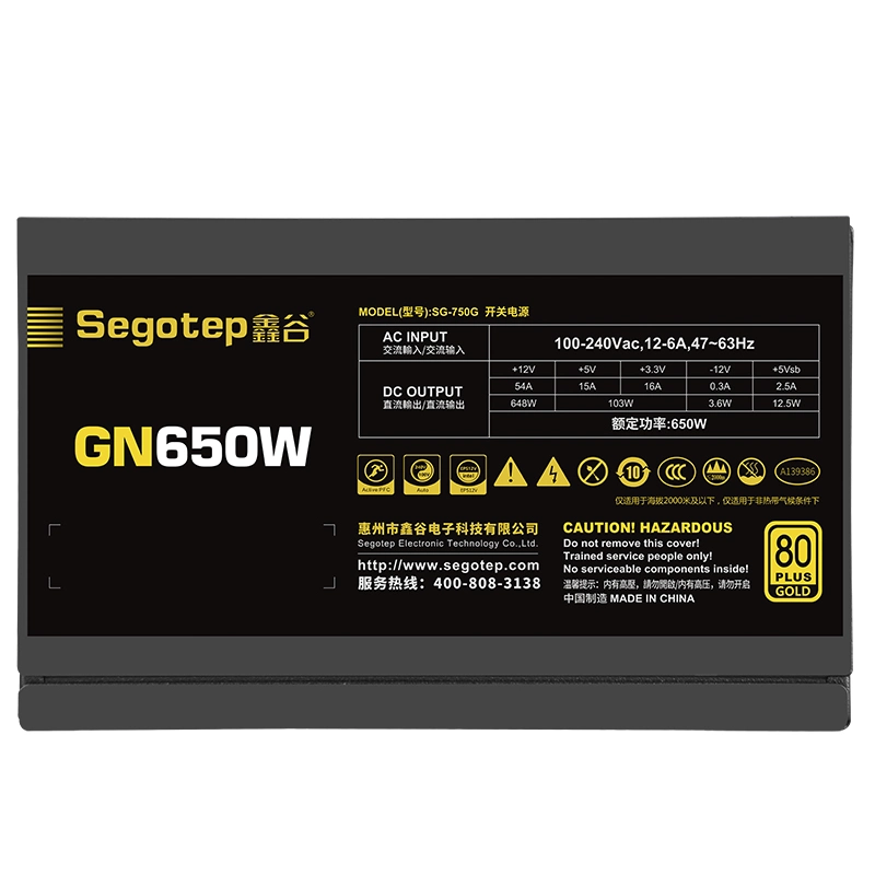 وحدة تزويد بالطاقة لألعاب الكمبيوتر من طراز Segotep Gn650W، غير قابلة لإضافة وحدات أخرى مع مروحة ذهبية عيار 80 PLUS، 120 مم من فئة سليلي، أجزاء للكمبيوتر مخصصة لوحدة تزويد بالطاقة للألعاب، وحدة تزويد بالطاقة ATX