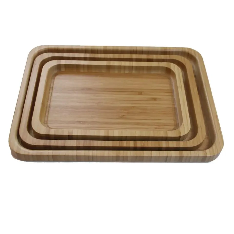 Whosale Rectangle Thick Unique Bamboo Fruit Nut Serving Tray for Hotel Kitchen