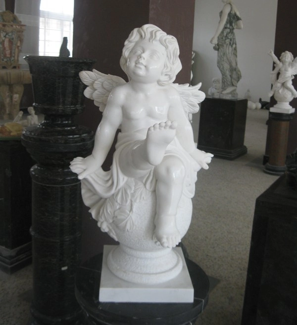 Lovely Little Angel Figure Statue Marble Stone Sculpture (SYMS-179)