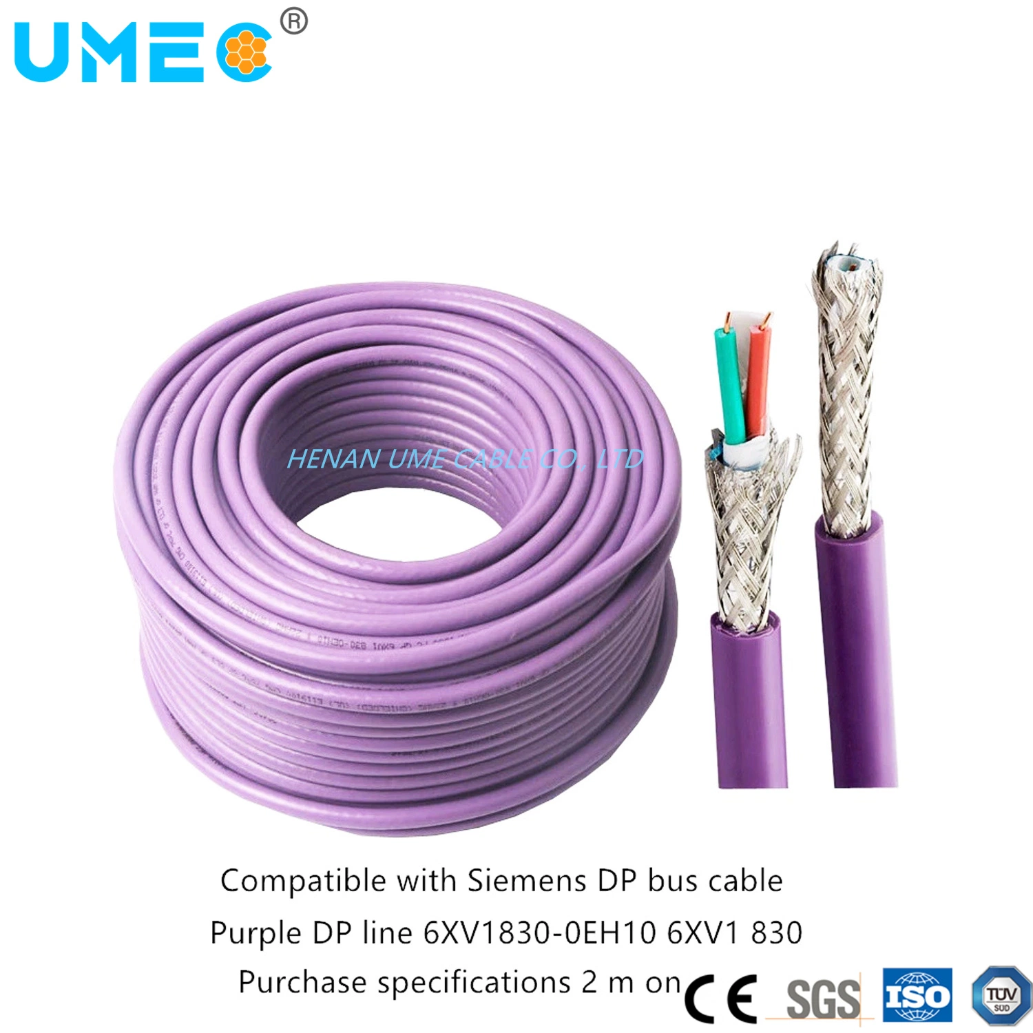 IEC Standard Multiconductor Cable, 2cx22AWG Solid Tc, PE Ins Foil&Braid Violet 6xv18300eh10