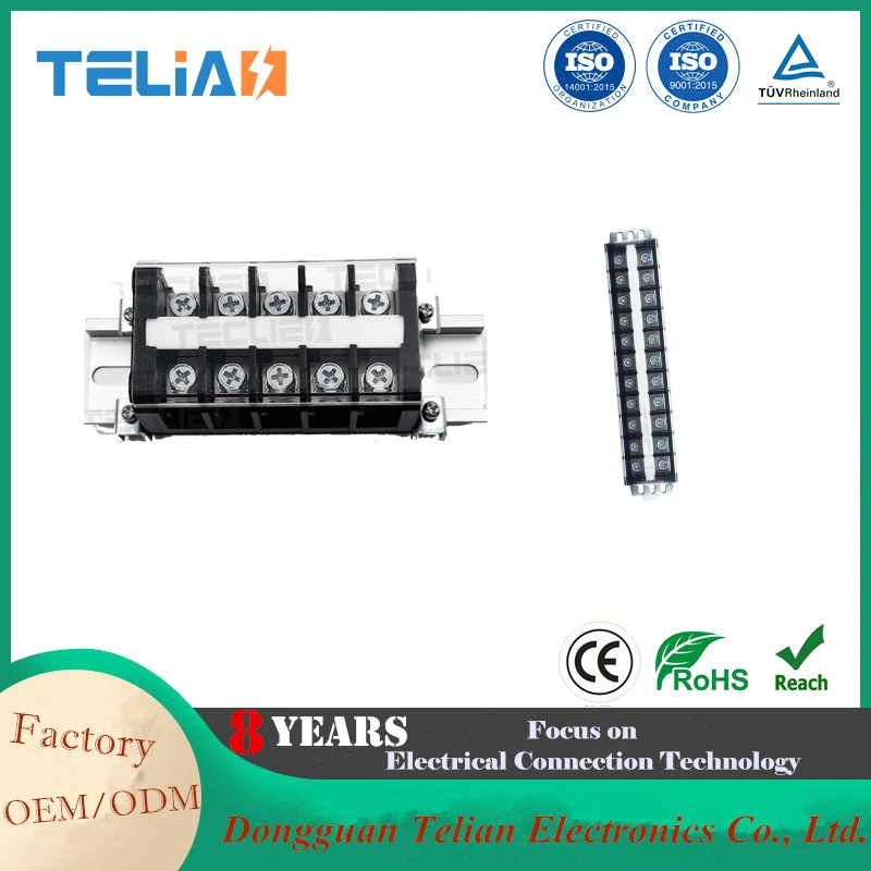 Terminal D de tornillo de cercado fijo de fila doble negro serie WTA Terminal de latón conductor 80A 4p 600V bloque de terminales