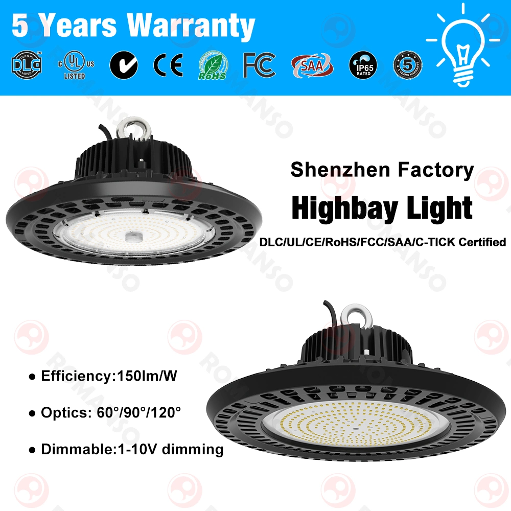 Высокоэффективная светодиодная лампа DLC 200 Вт 130 LMW UFO Highbay Lighting