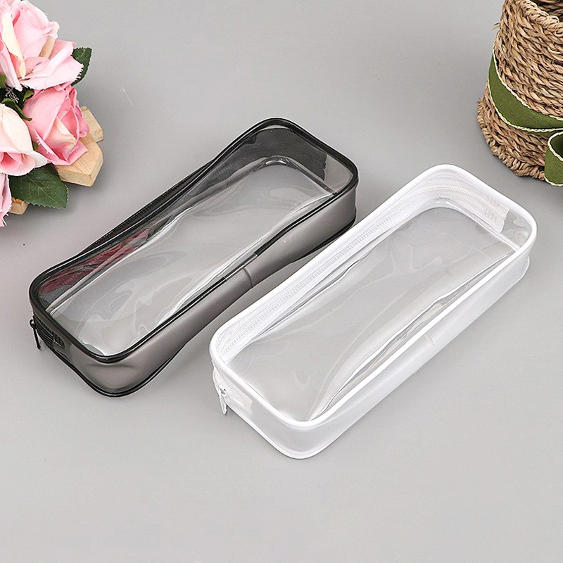 Clear Waterproof PVC Zipper Student Pencil Case Stationery Pencil Bags
