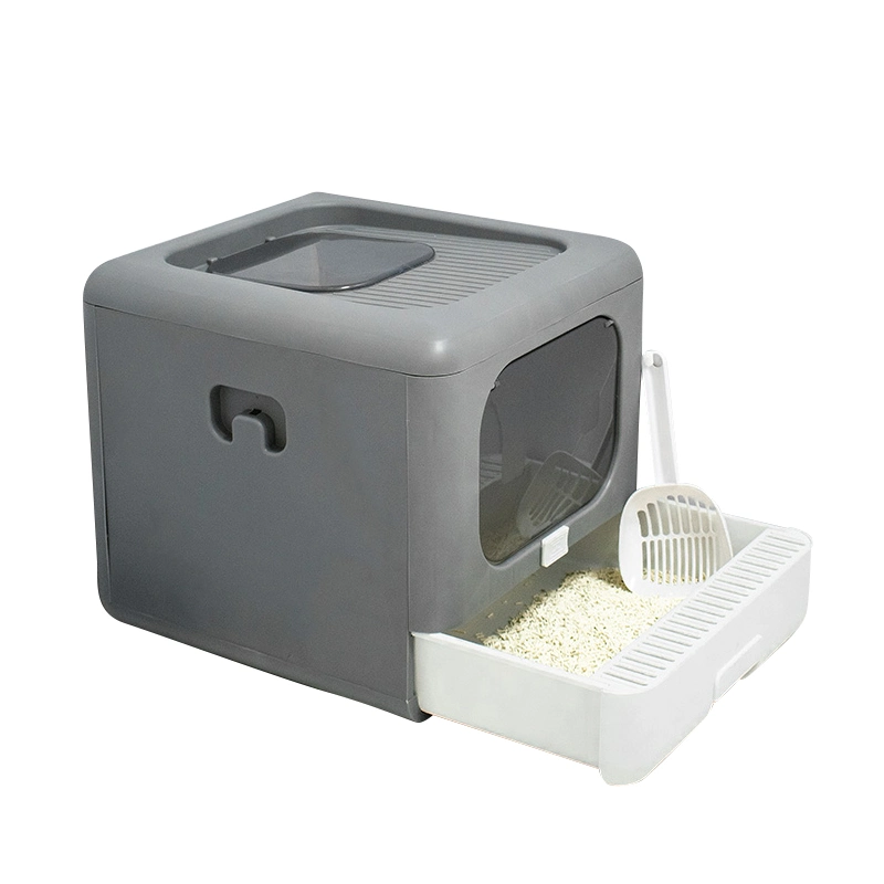 New Design Foldable Drawer Type Grey Pet Cat Toilet Wc Box