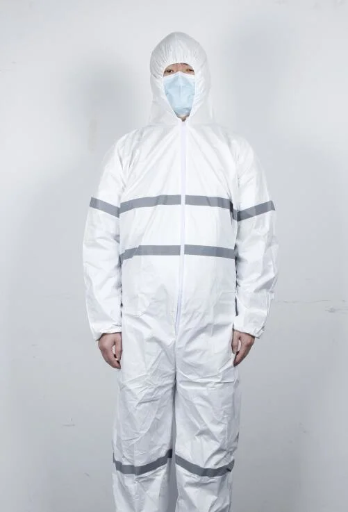 High Visible Disposable Coverall Worksuit Nonwoven PPE Safety Overall Protective Safety Microporous Protection Reflective Coverall with Reflectors