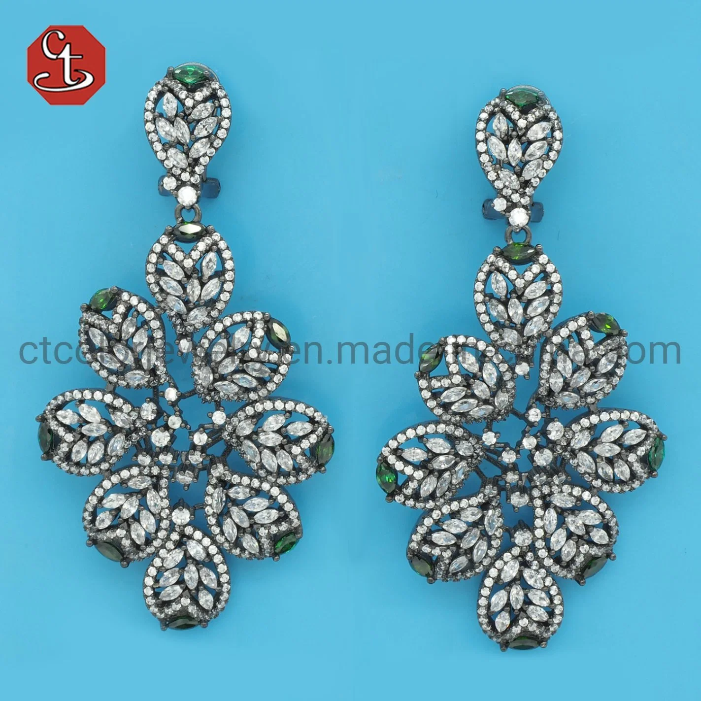 Shiny Dangling Mixed CZ Bridal Crystal Long Drop Earrings for Women Wedding Fashion Jewelry Gift