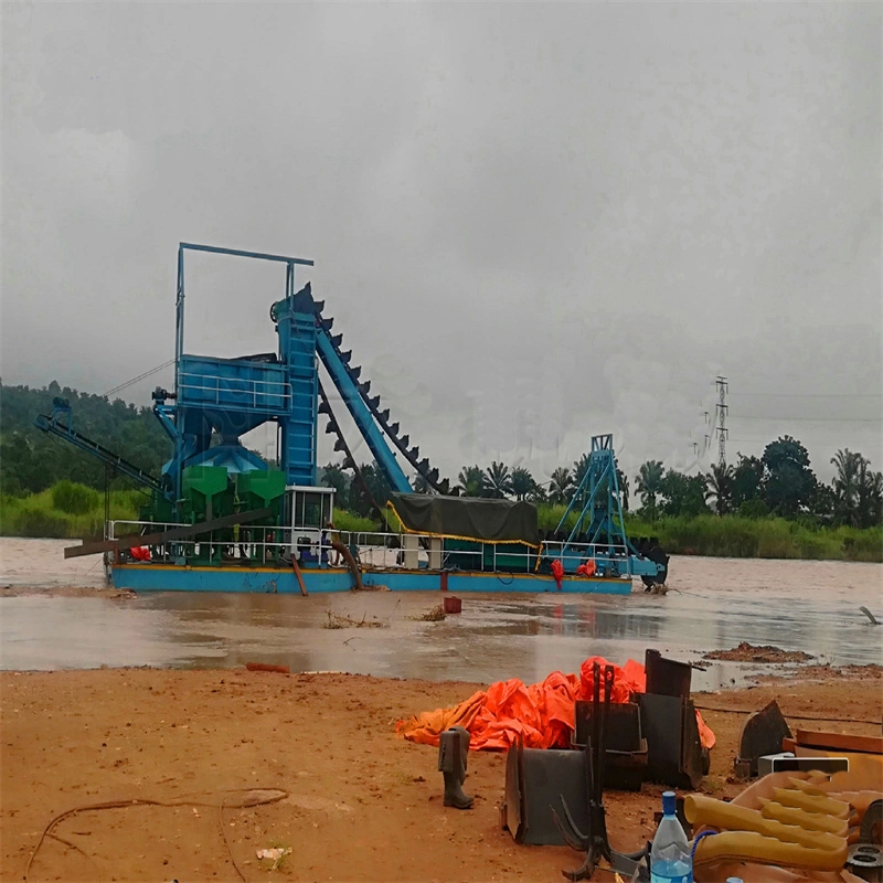 Cadena de cuchara Oro y Diamond Dredge Maquinaria para la mina de barandilla