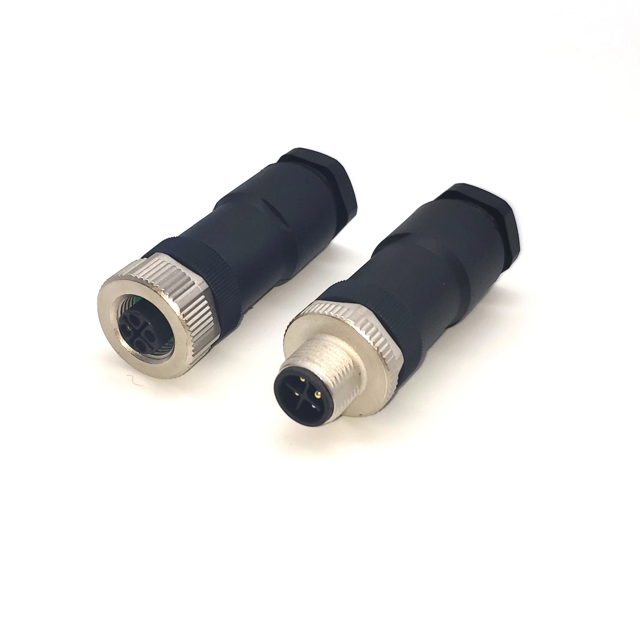 IP65 4pins M12 S Coded Connector Straight Plug Male Female for AC and DC Application