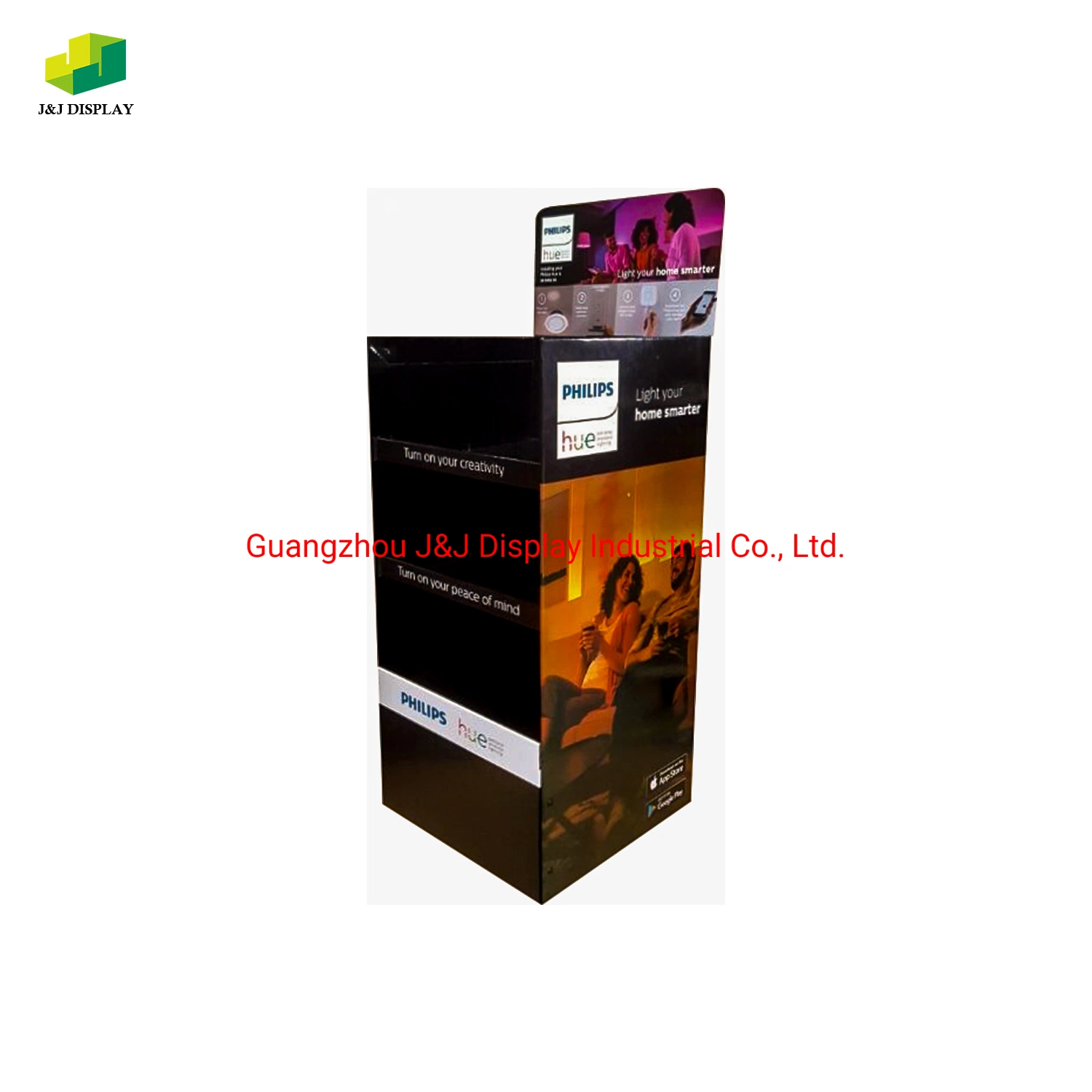 Customized Cardboard Corrugated Paper Promotion Retail Store Advertising Exhibition Pop Foldable Floor Display for Light