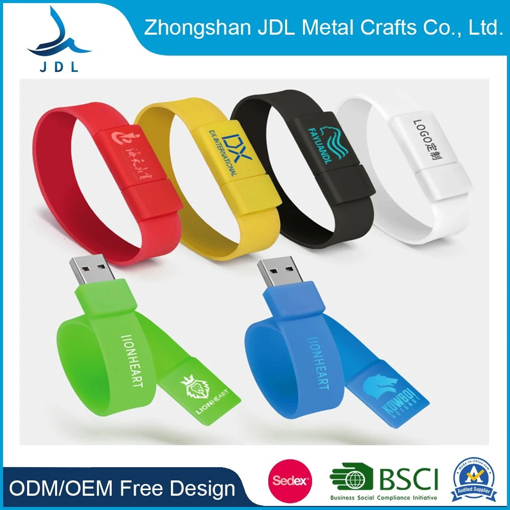 Factory Cheap Price Offset Printed Free Sample Energy Glow Event Rubber Silicone Bangle for Gifts USB Flash Drive Bracelet