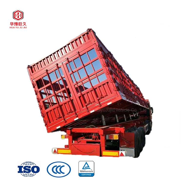 Muti-Functional 3axle 40/60ft ganado estaca cargo cercado semirremolque Con descarga lateral descargando o utilizado como transportador de transferencia de contenedores