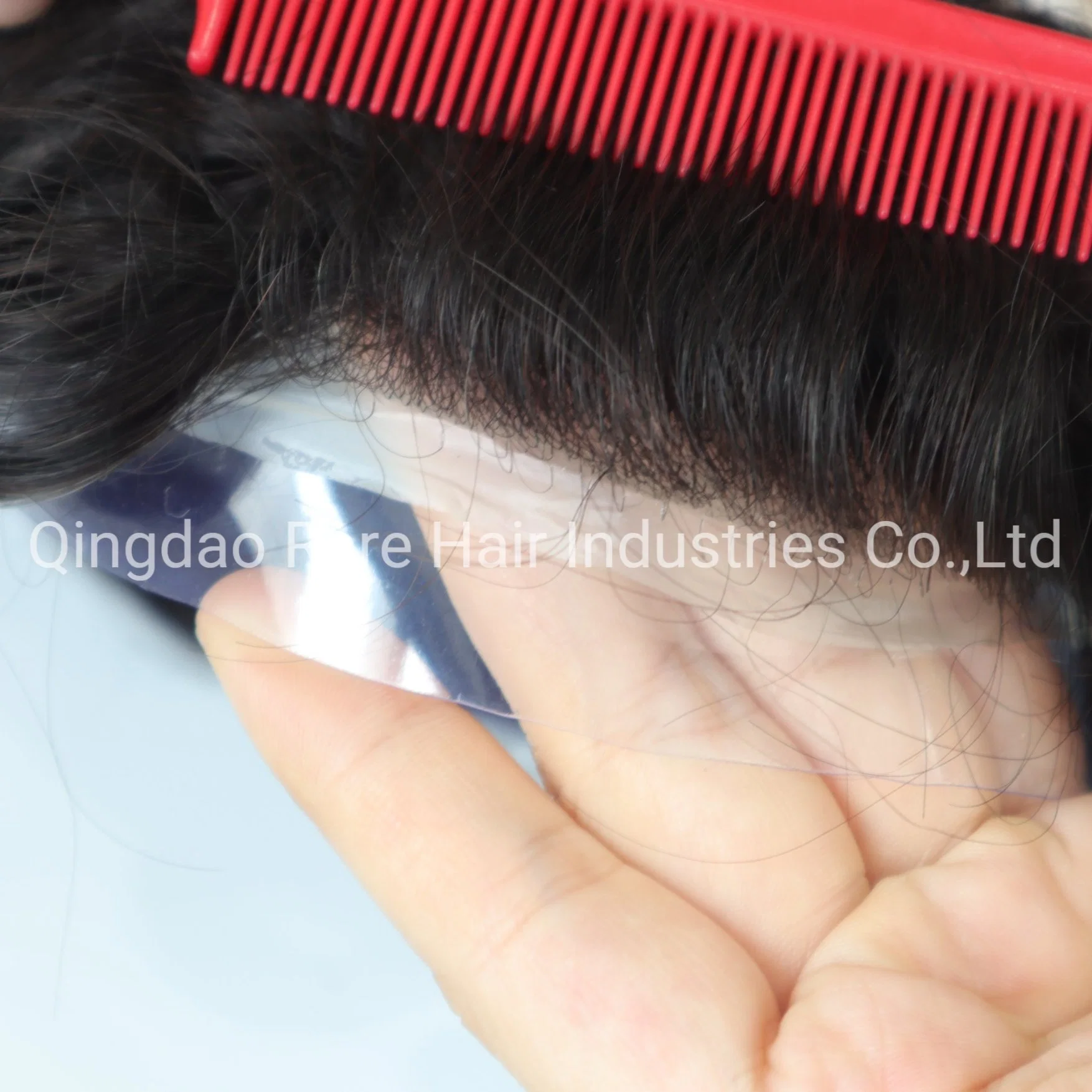Super delgada PU en la piel alrededor de los hombres el cabello humano Toupee sistemas de reemplazo de cabello para hombres
