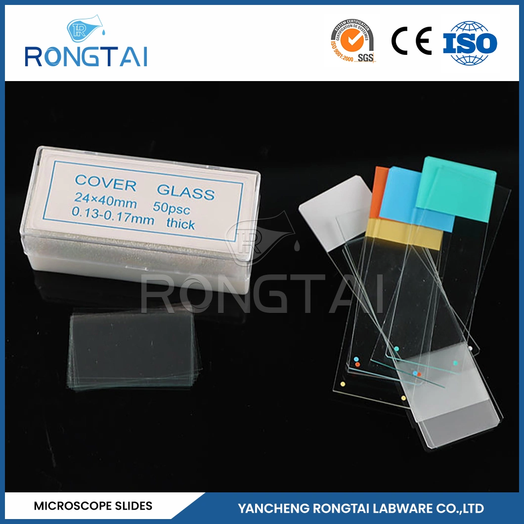 Rongtai School Laboratory Glassware Manufacturers Clear Microscope Slides China 7101 7102 7105 7107 7109 Large Microscope Slides