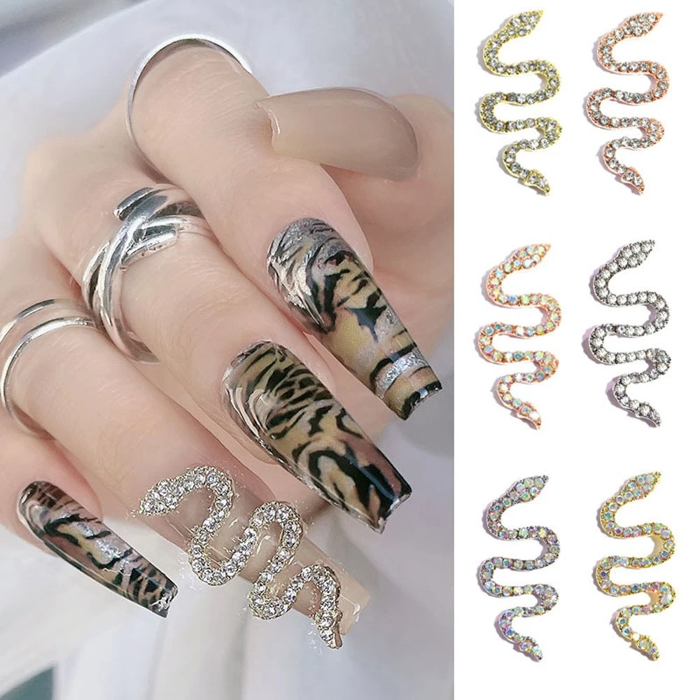 Snake Shape Nail Art Jewelry 3D Zincon Rhinestones Snake Nail Art Glitters