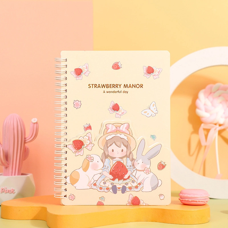 Fashionable School Stationery Cute Pink Hardcover Diary Strawberry Manor Coil Notebook