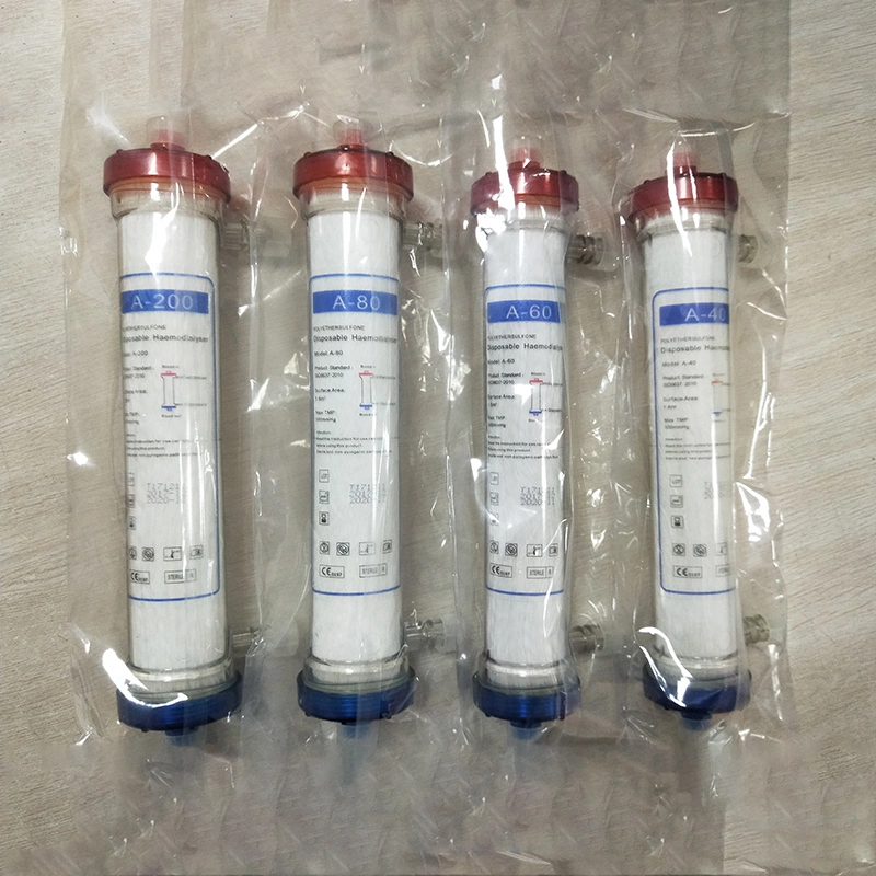 China Medical Low Flux Hollow Fibra sangre hemodiálisis filtro dializador Dializadores