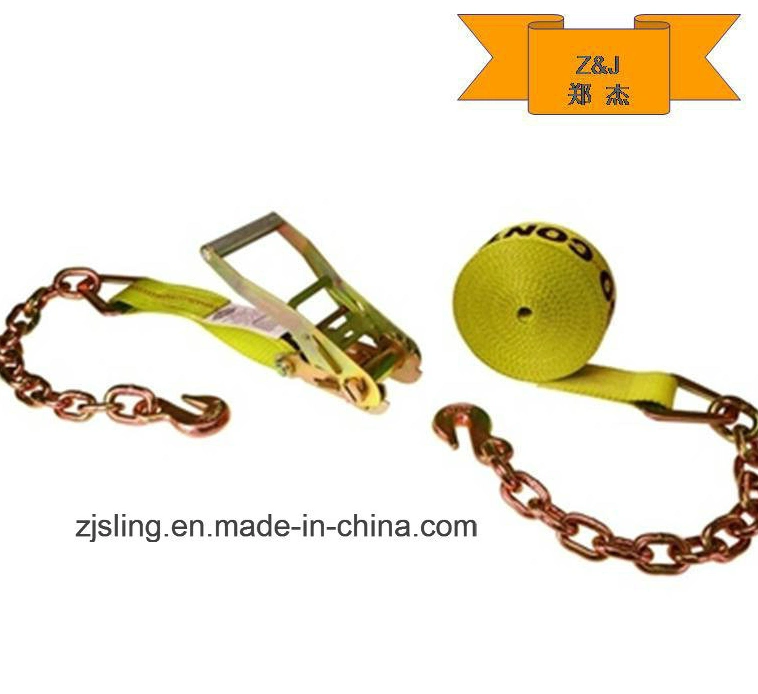 Customized 2" X 30&prime; Ratchet Tie Down W/Chain Hinge Extension