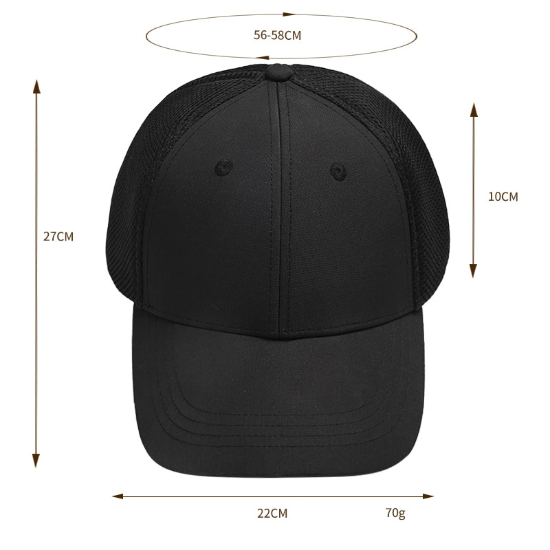 Hat Unisex Summer High-Quality Solid-Color Mesh Peaked Cap Breathable Mesh Sunscreen Cap Logo Embroidery Blank Baseball Cap