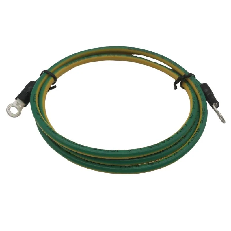 Customized Ground Wire Harness Green Yellow Grounding Wire with Insulated O Ring Terminal