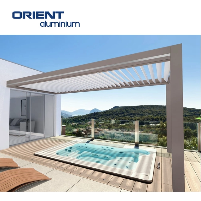 Orient High quality/High cost performance  Outdoor Remote Control Louvered Roof Gazebo Used Arches Arbours Pergolas Aluminium Kits Retractable for Sale China Supplier