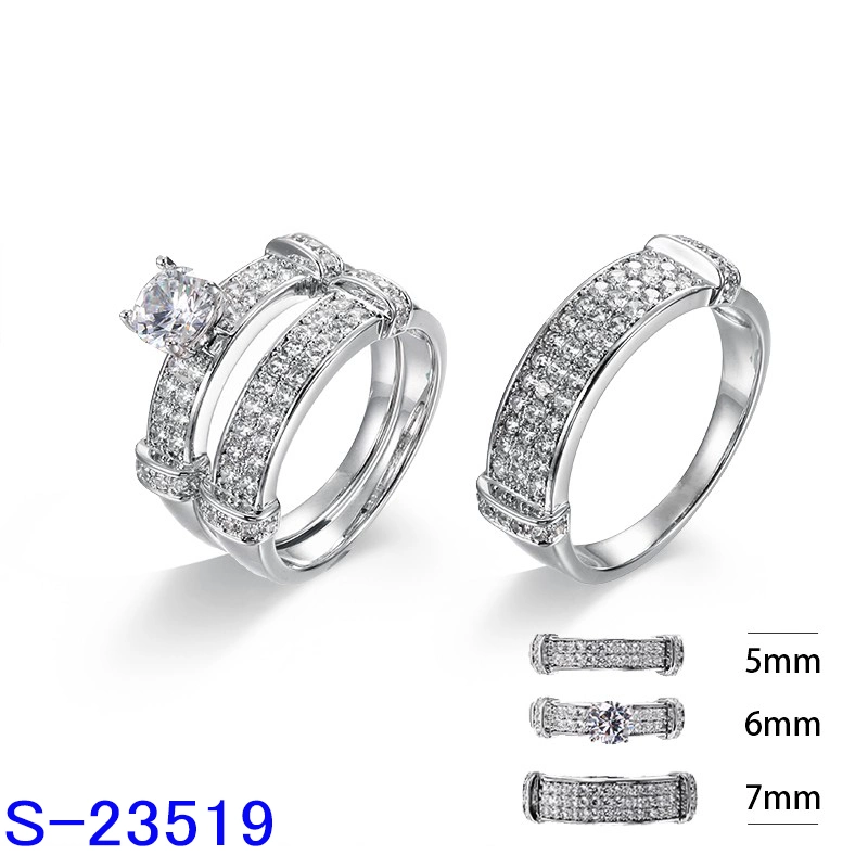 925 Sterling Silver Fashion Brass Jewelry Zircon Stone Wedding Engagement Ring for Women