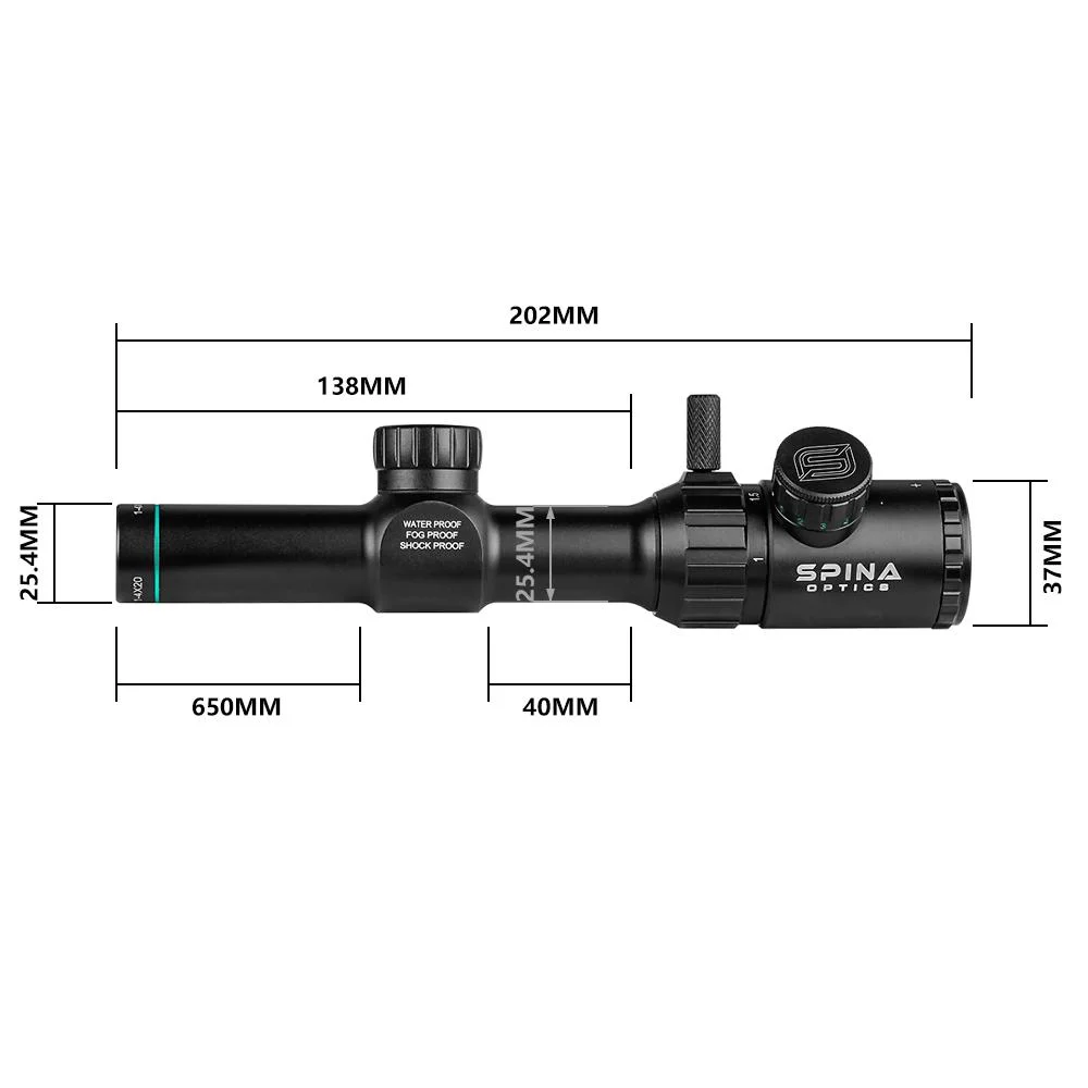 Spina Optics 1-4X20 Riflescope imperméable champ d'application de chasse extérieure champ d'application tactique