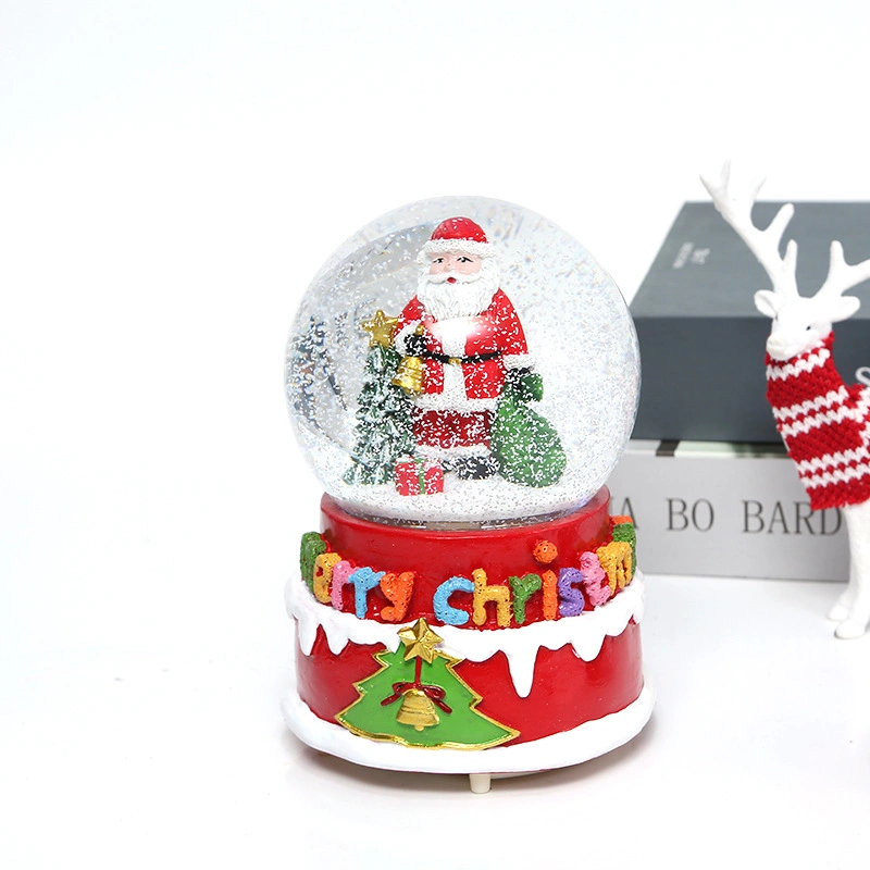 OEM Custom Weihnachten heißer Verkauf Geschenk Großhandel/Lieferant Harz Handwerk Weihnachten Souvenirs Musikbox Glas Schneekugel