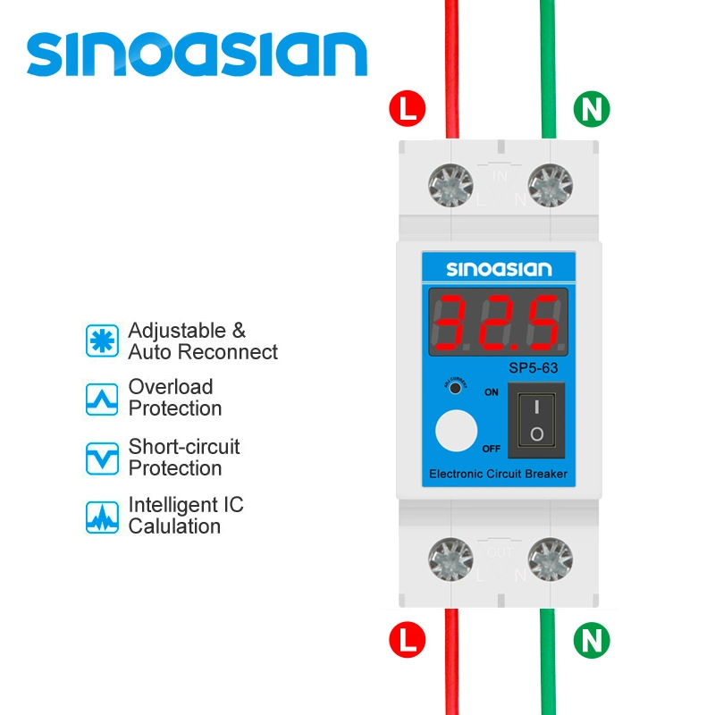 110-300V AC 20.8uma reconexão automática de sobrecarga de corrente do circuito eletrônico Breaker