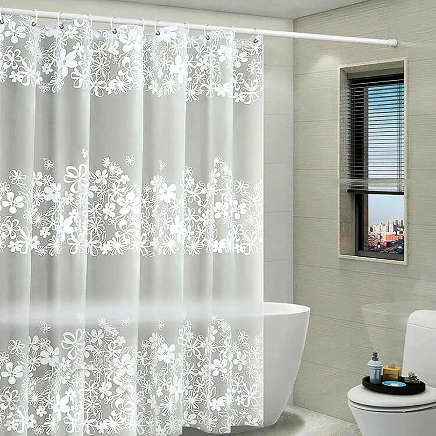 Bathroom Shower Curtain Liner, Heavy Duty Stall Shower Liner PEVA Waterproof Clear 3D Bath Curtain for Home Farmhouse and Hotel