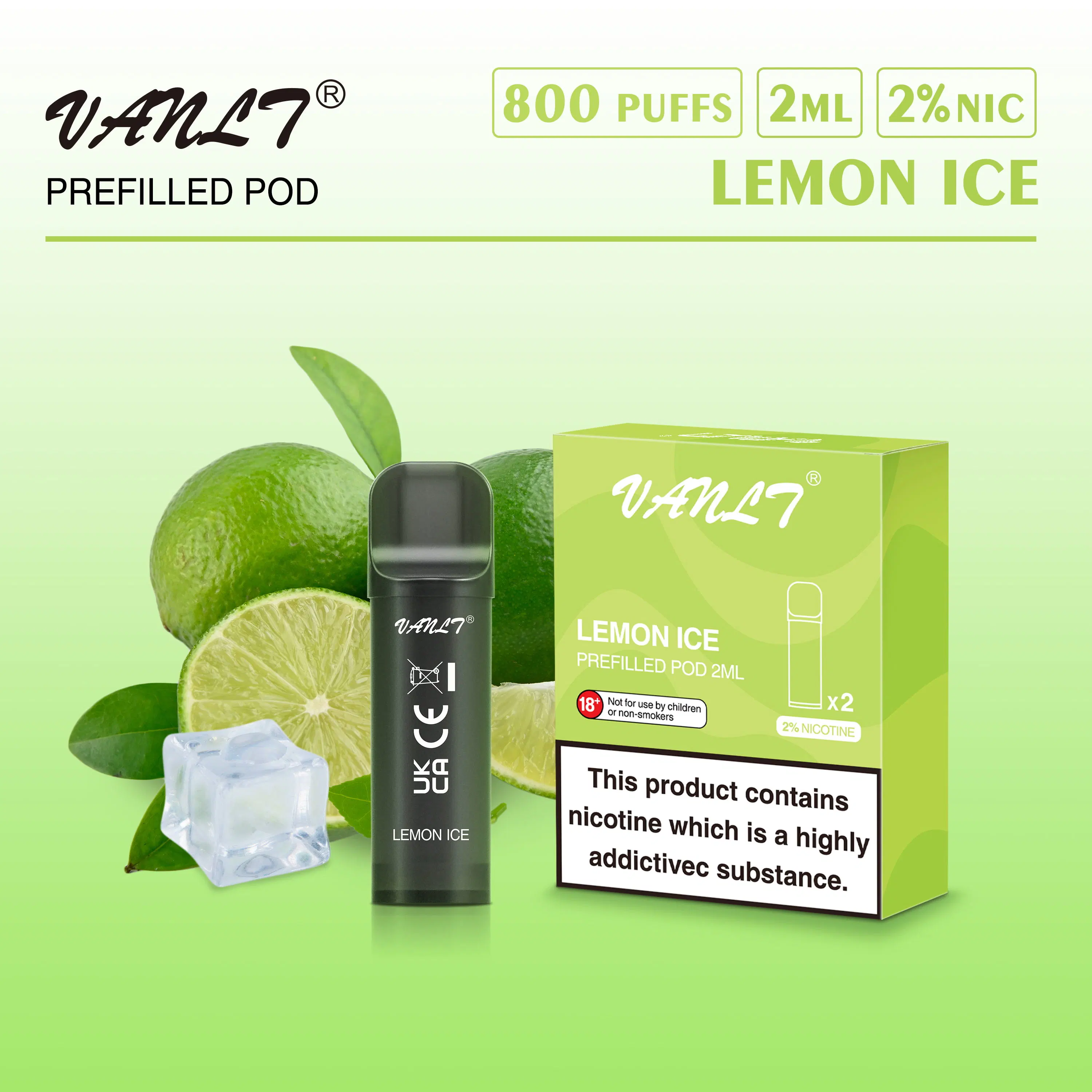 Kits de Pod Vape OEM 800 inhalaciones Limón hielo Vanlt Plus desechables Lux Vape Pen