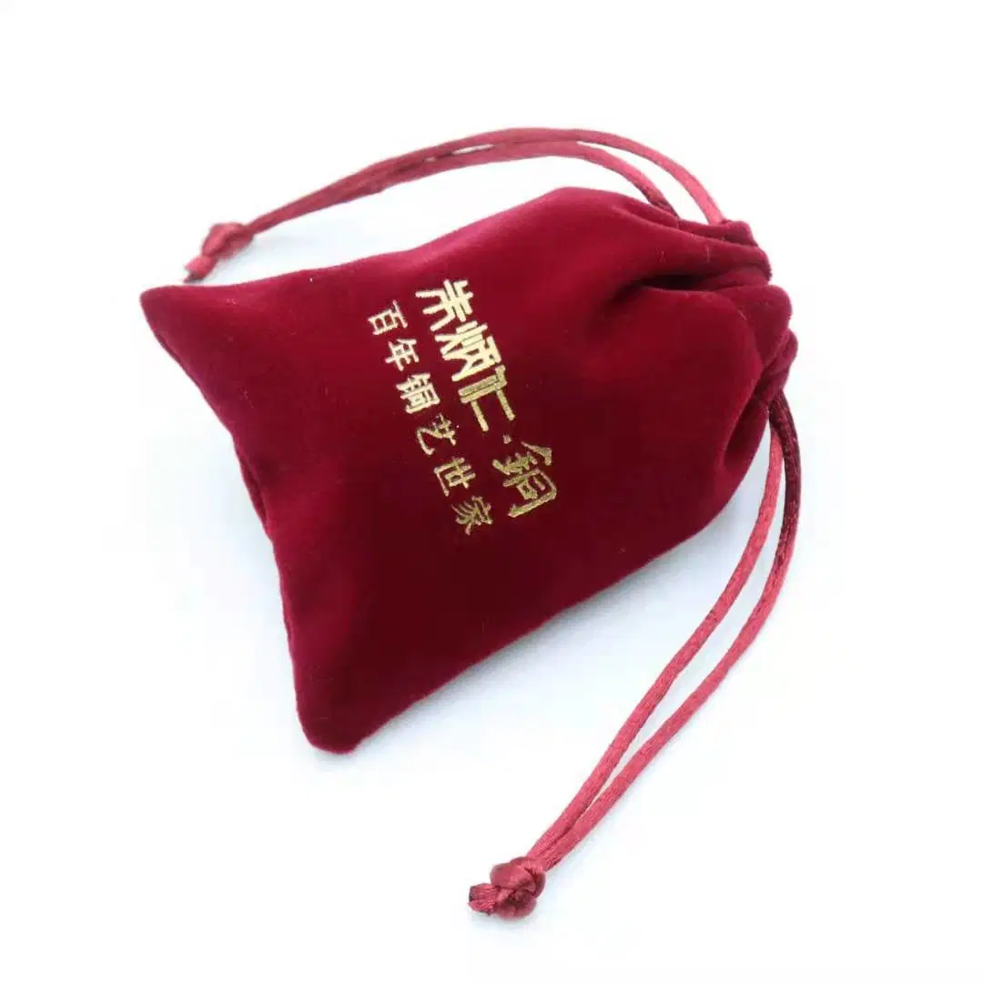 New Maroon Flannel Bag Jewelry Jewelry Drawstring Packaging Bag Velvet Product Storage Drawstring Pocket