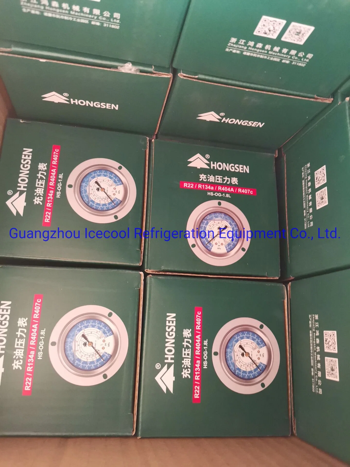 Hongsen Oil Filled Vacuum Pressure Gauge for R22 R134A R404A R407c for High and Low Pressure