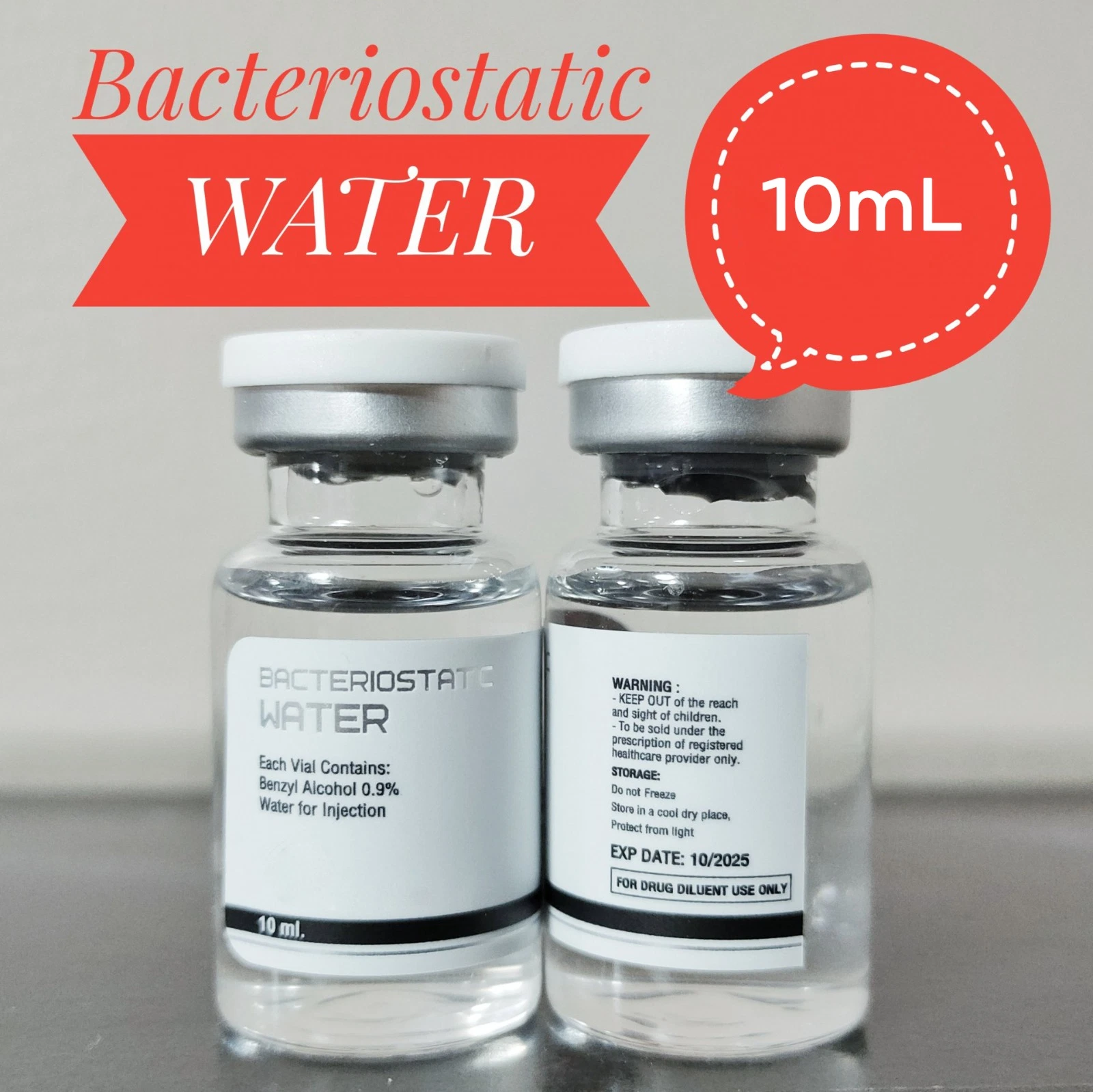 Vente chaude Bac Water Bacteriostatic Water contient 0,9% de benzylalcool.