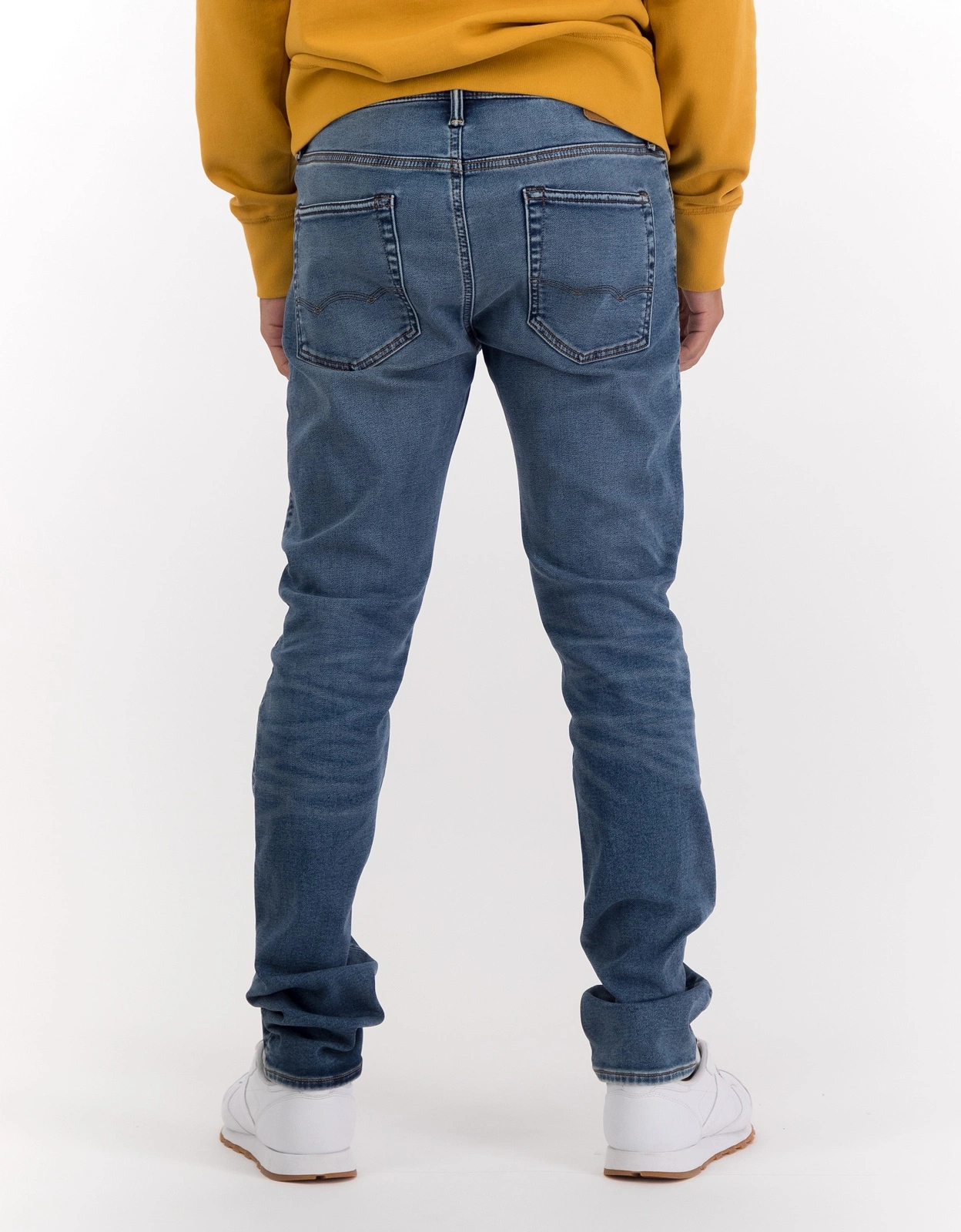 Unbelievable MID Blue Color Full Length High Stretch Mens Slim Denim Jeans