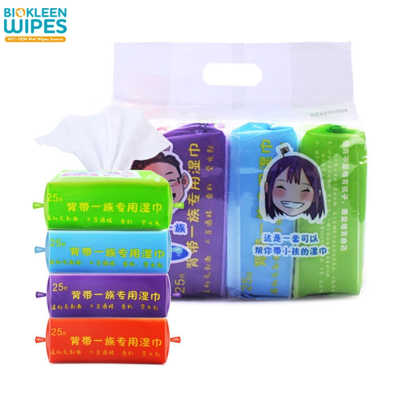 Biokleen High quality/High cost performance Disposable Soft Flushable Fragrance Free Disinfectant Soft Baby Wipe with Reusable Sticker Open