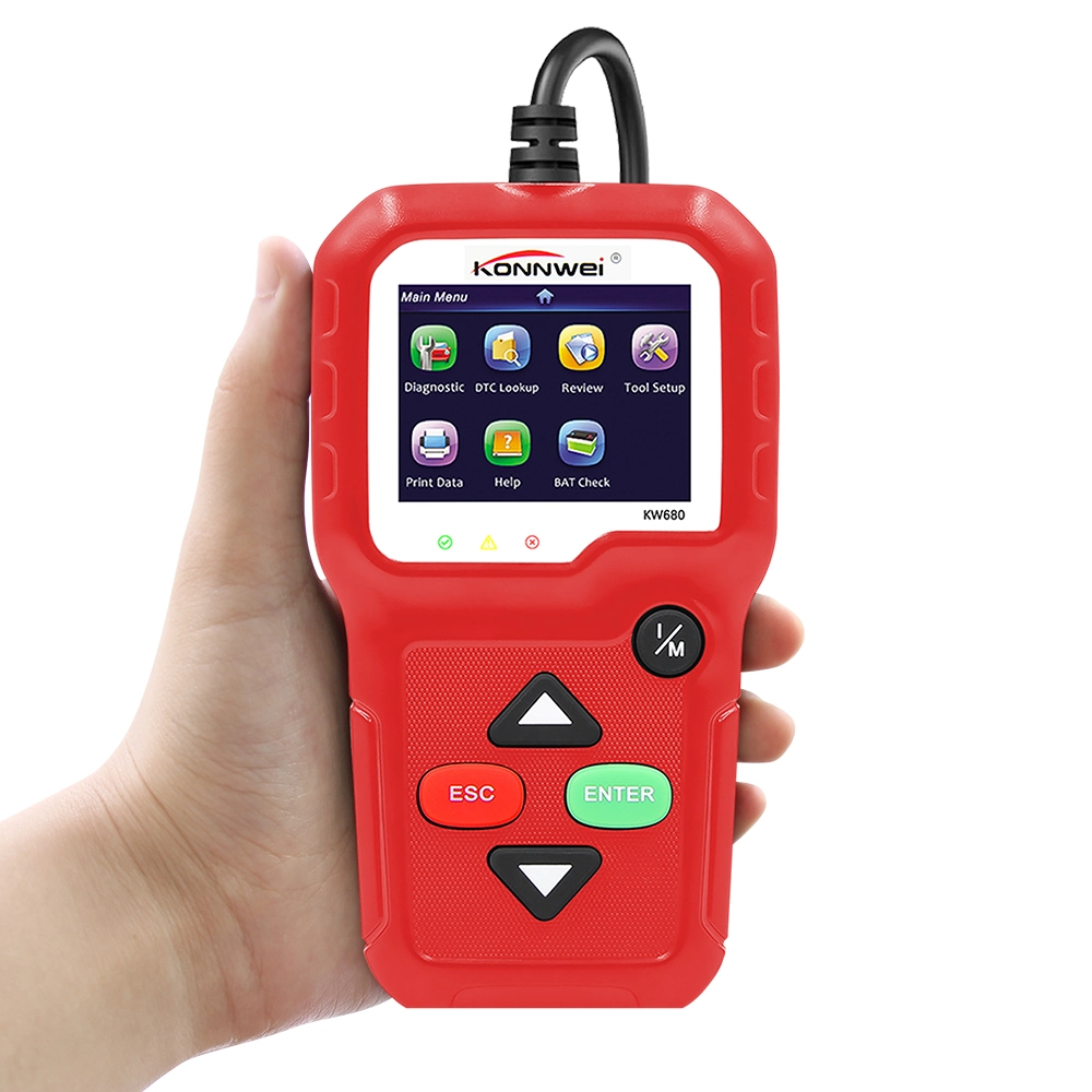 أداة تشخيص ماسح السيارة Gw680 نظام OBD2 Code Reader للسيارة فحص المحرك خطأ محلل الشاحنات الثقيلة السيارات 8 اللغات تشخيص الأداة