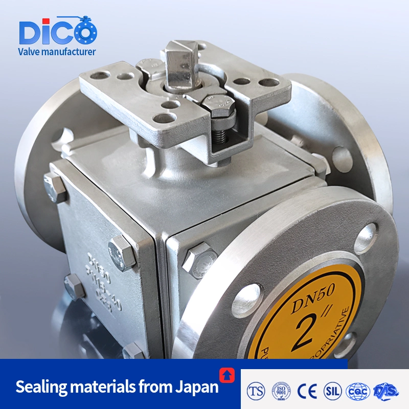 Dico API Stainless Steel SS304/316 3 Way Flange Ball Valve