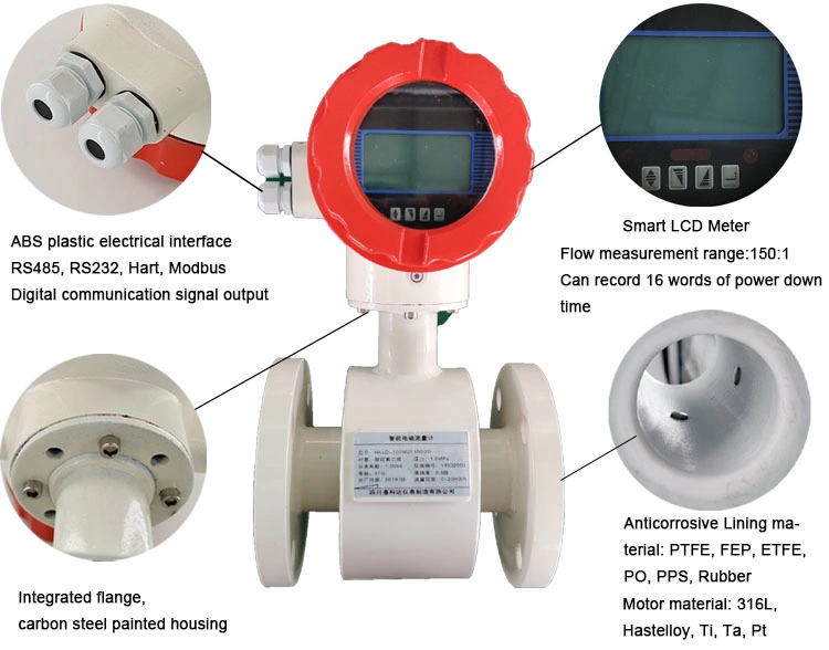 Canalización de la pantalla digital de la bomba de agua líquido Caudalímetro electromagnético