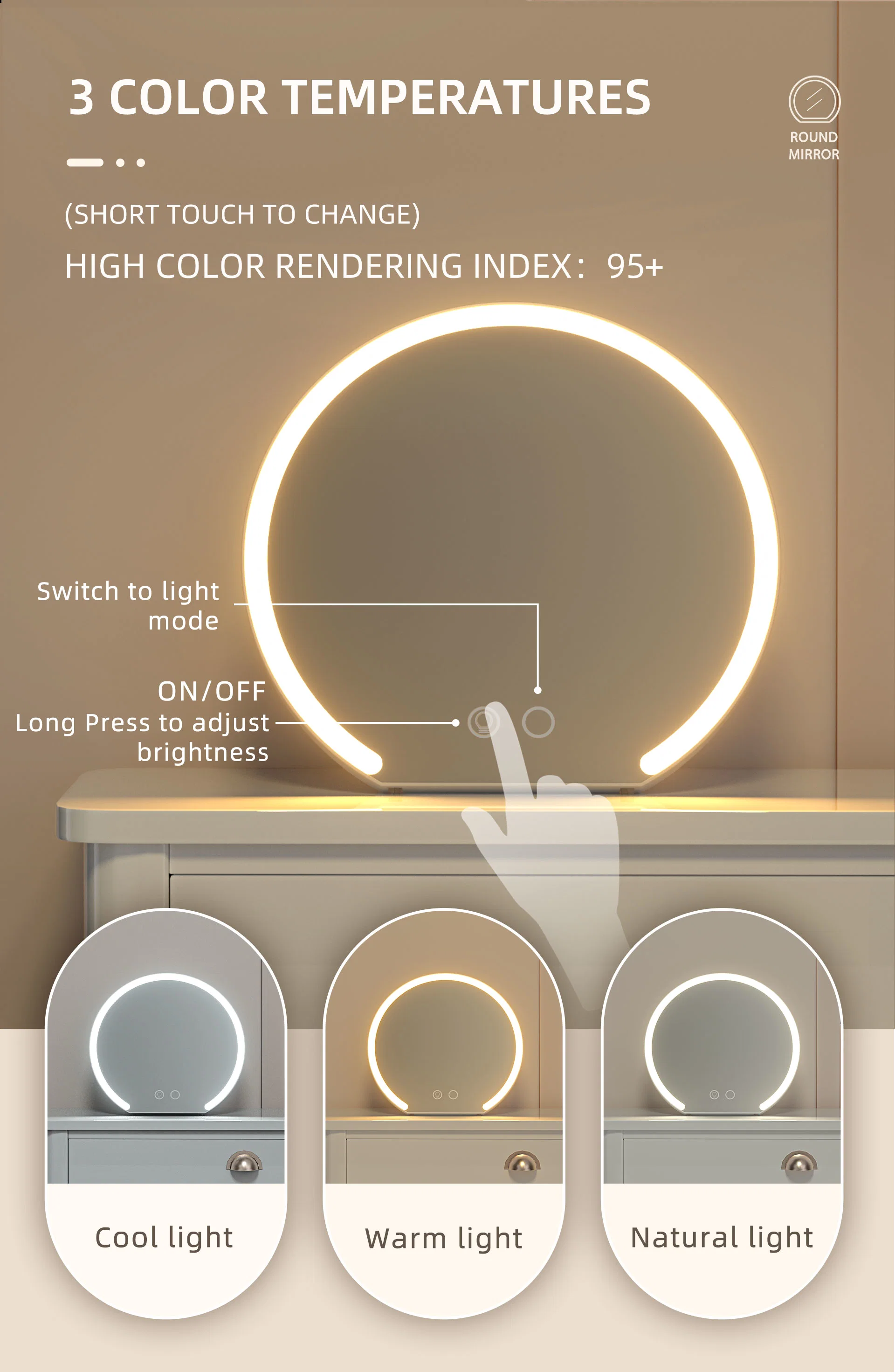 LED Rechargeable Compact LED Desktop Makeup Mirror with Magnifying Folding Smart Mirror