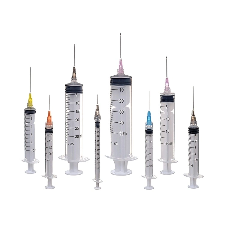 Artículos desechables médicos 2/ 3 piezas 1ml/3ml/ 5ml 10ml Luer Jeringa retráctil con aguja hipodérmica