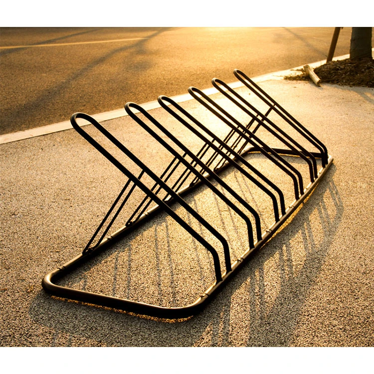 Floor Mounted 6 Space Saving Carbon Steel Bicycle Parking Frame