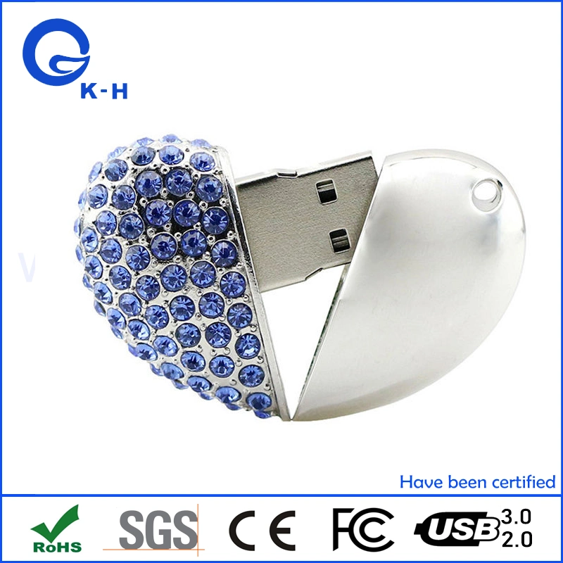 Crystal Heart Diamond Jewelry USB Flash Disk Creative Gift 16GB 32GB